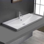 CeraStyle 032200-U/D Drop In Bathroom Sink, White Ceramic, Rectangular